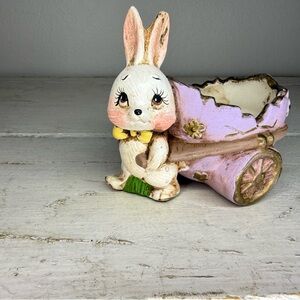 VINTAGE LEFTON KOREA HANDPAINTED CHINA BUNNY RABBIT PLANTER Easter